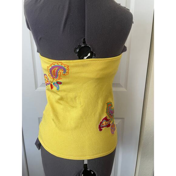 Ralph Lauren Black Label Yellow Silk Blend Paisley Halter Top • Size L - Picture 4 of 8